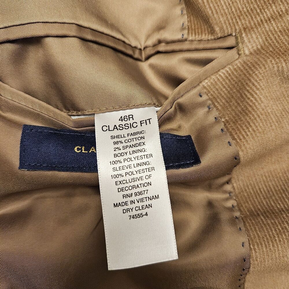 STAFFORD Mens Brown Cotton CORDUROY ELBOW PATCHES Sport Coat Blazer Jacket 42R - Picture 9 of 10
